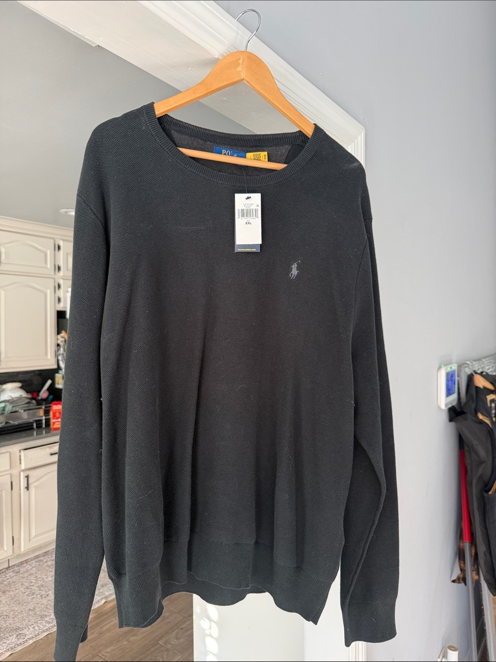 Polo by Ralph Lauren Black Crewneck Sweater with Subtle Logo